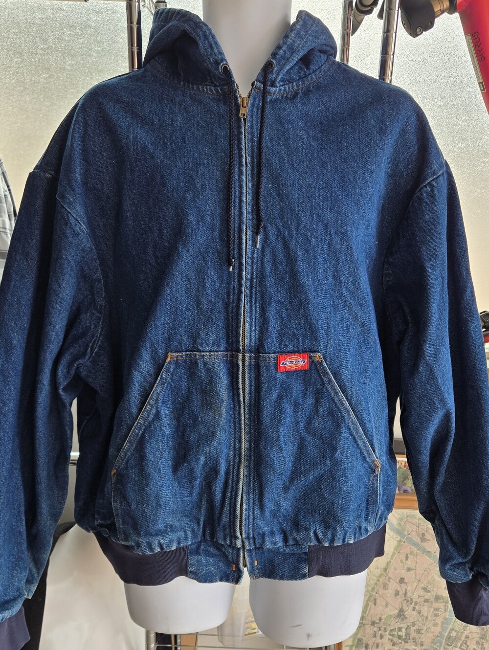 Vintage Dickies Denim Hooded Work Jacket Plaid Lined XXL 2XL